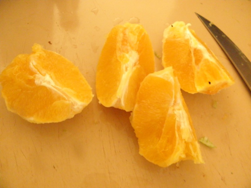 whole orange split in segments
