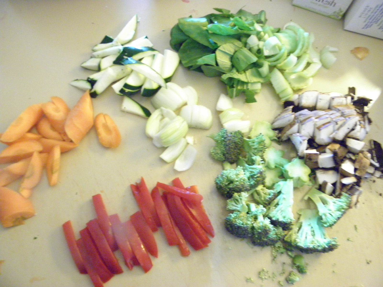 cut up veges for stirfry