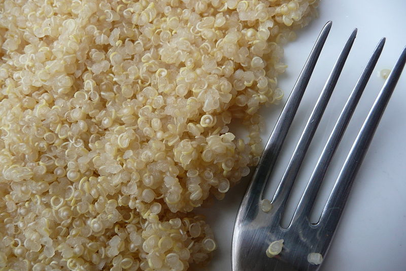 cooked quinoa and fork
