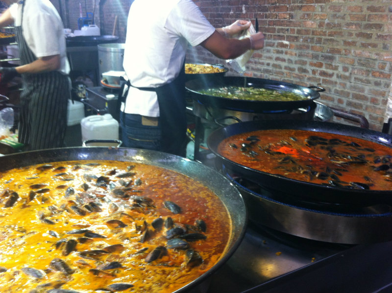 paella at summer night market - not chicken gumbo at winter night market