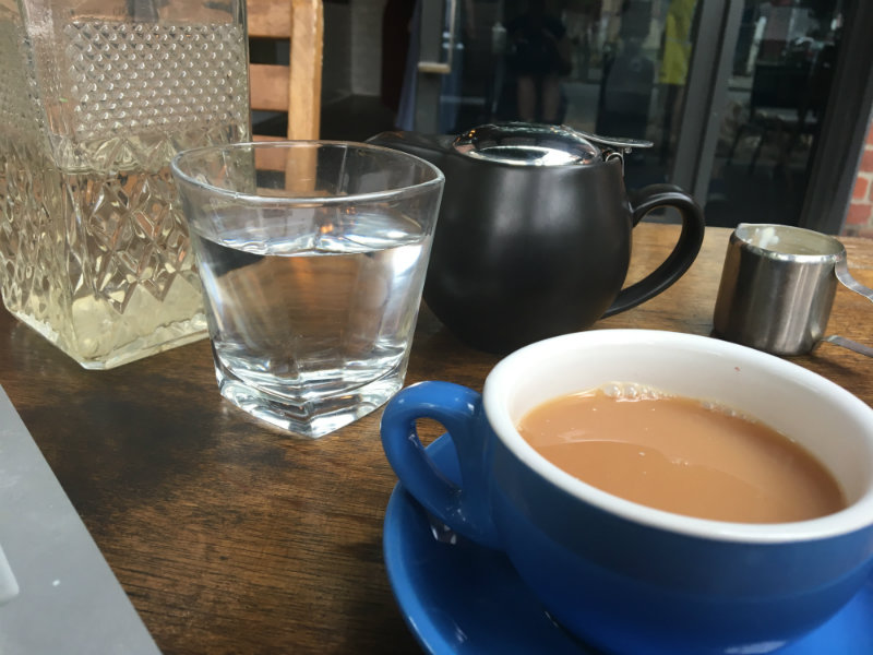 quitting nicotine or NRT - environmental stimulation - tea and water at a cafe