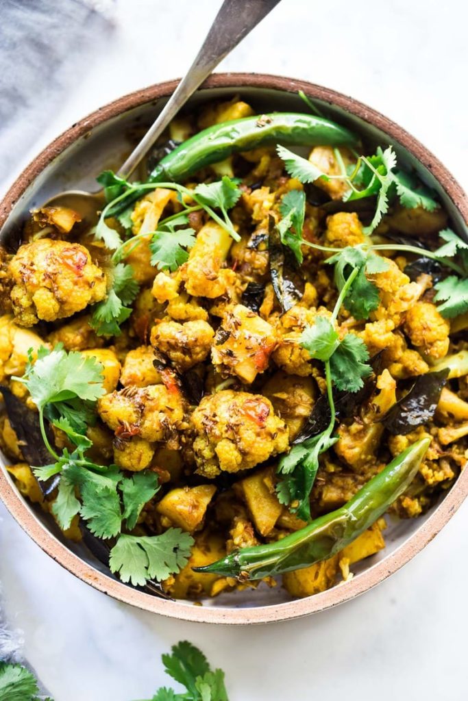 indian spiced potato and cauliflower dish