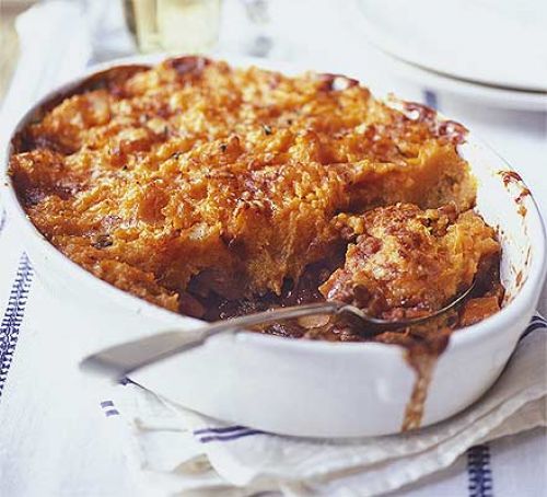 autumn shepherd's pie with sweet potato mash