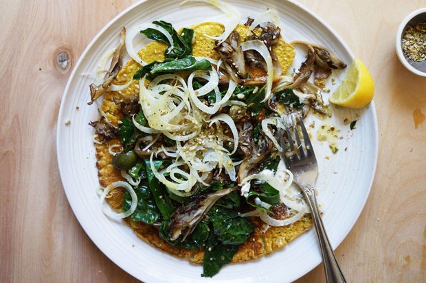 autumn cromlet recipe with wilted greens and fennel salad