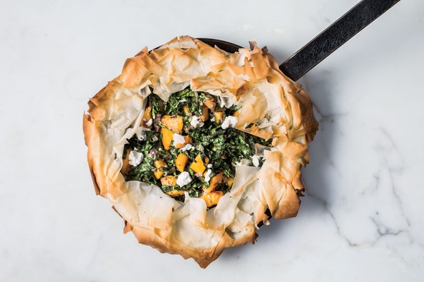 spinach and pumpkin filo pie - winter comfort food