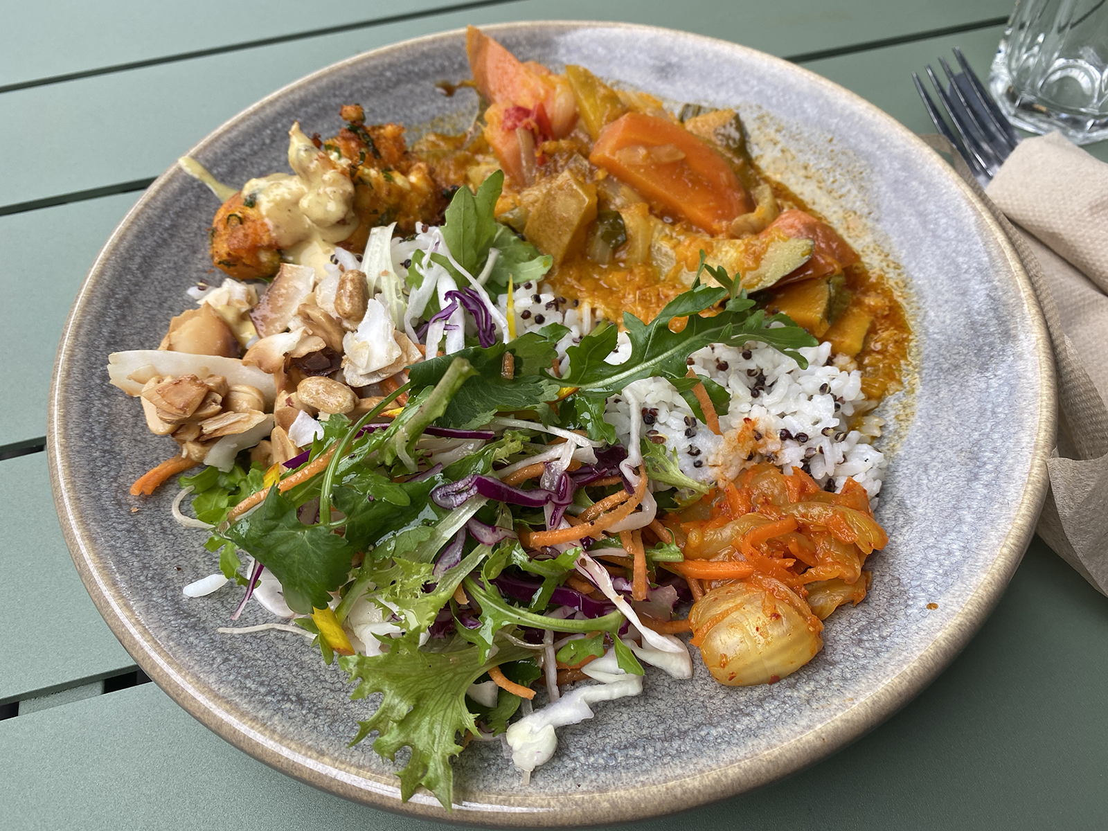 friends of the earth seasonal lunch bowl - just one of the delicious vegan restaurants on happy cow - the best site for when you want to find the next vegetarian restaurant