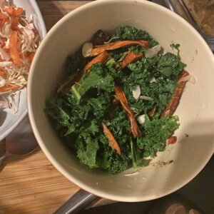 what to eat when psychotic? kale salad with roasted carrots