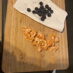 blueberries (washed and dried) and mandarin segments - deseeded