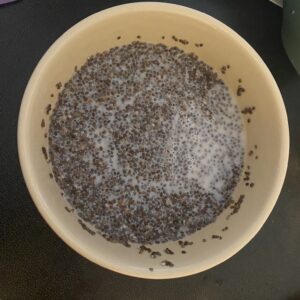 chia seeds in oat milk for protein chia seed pudding