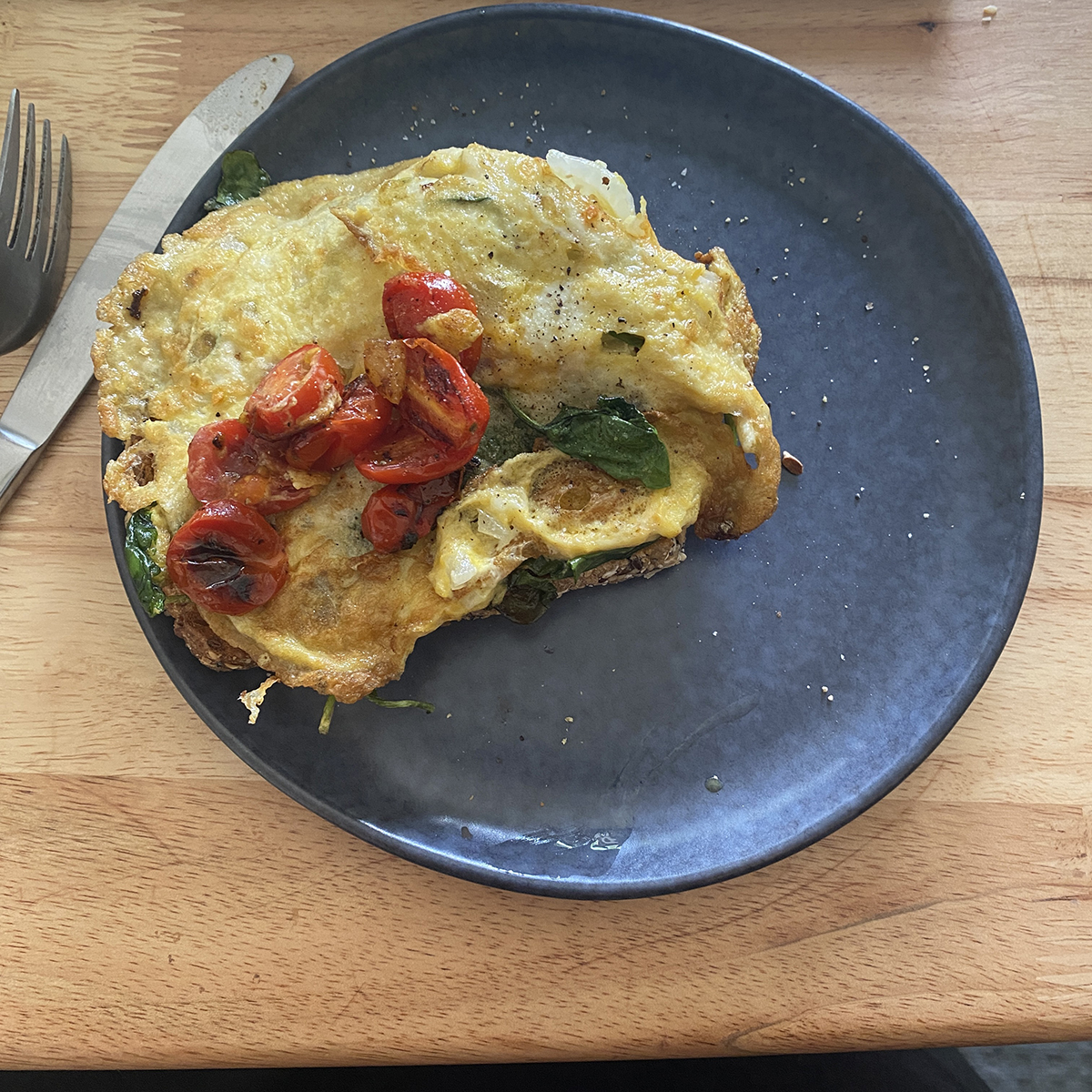 omelette with tomato garnish