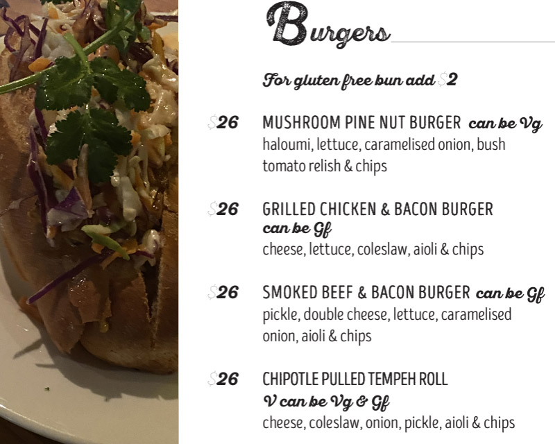 pulled tempeh roll and burger menu - the fox hotel