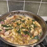 frypan with beans greens, sundried tomato and chicken