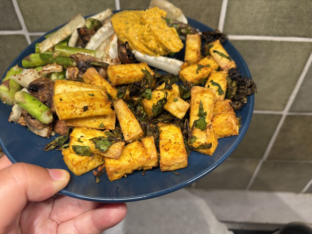 moroccan tofu with spiced- nut veggies